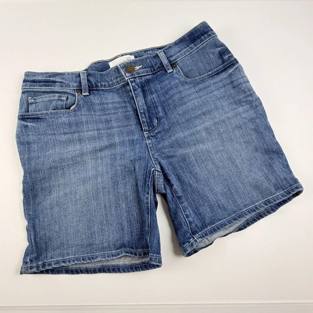 LOFT Denim Shorts Womens 27/ 4 Blue Mid Rise Stretch Jean‎ Shorts Casual Summer